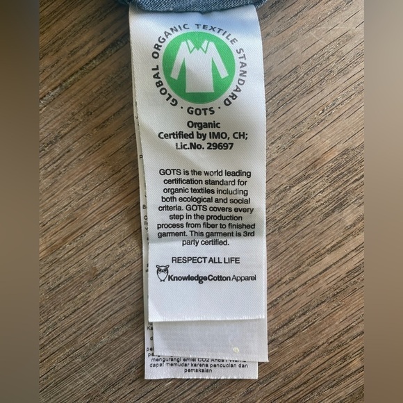 Knowledge Cotton Apparel Organic Chambray Denim Button Rocket or Popcorn Shirt - Picture 7 of 13